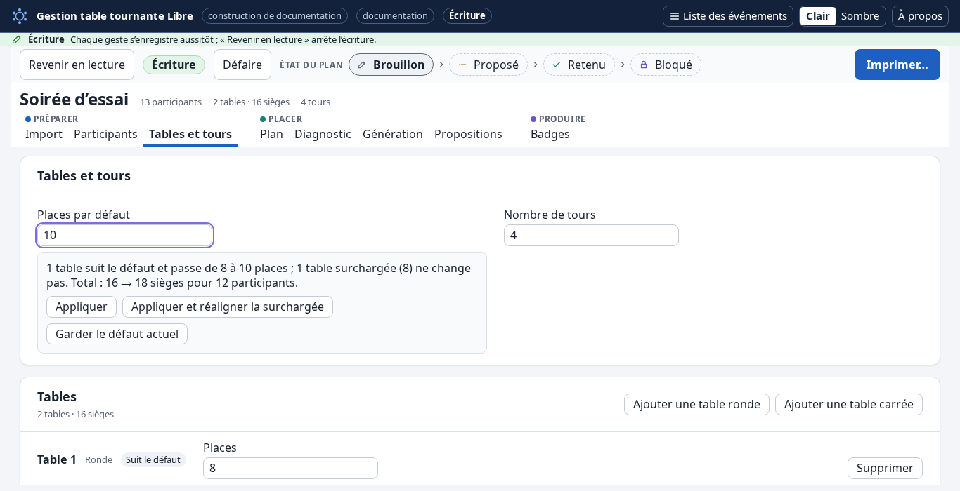 L’annonce d’un changement de défaut, avant application