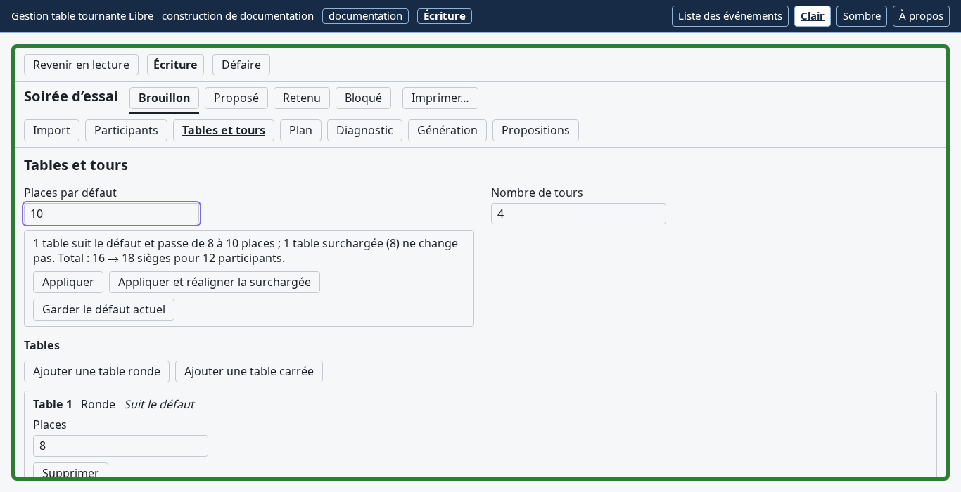 L’annonce d’un changement de défaut, avant application