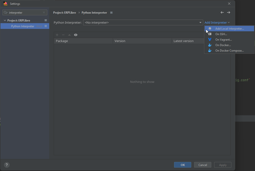 Interpreter Settings