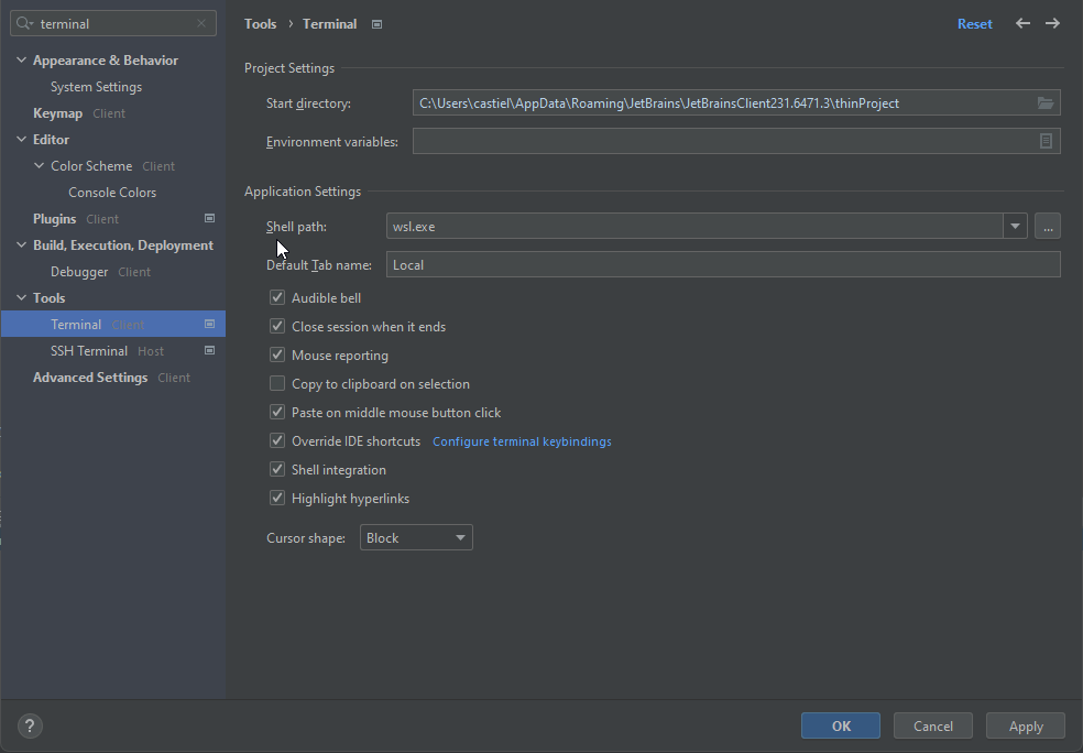 Shell Path - Terminal