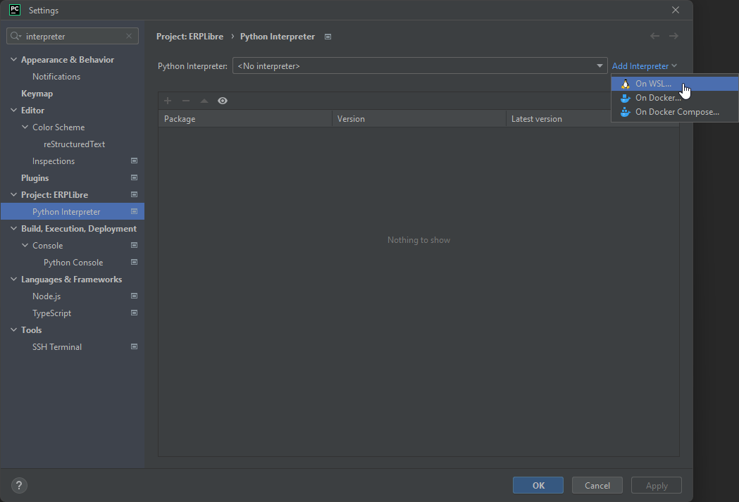 Interpreter Settings