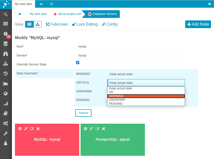 Service State Override Configuration Service State Override Configuration