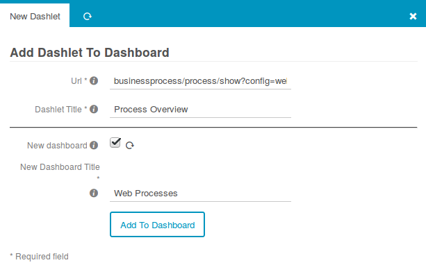 Add to Dashboard - Form